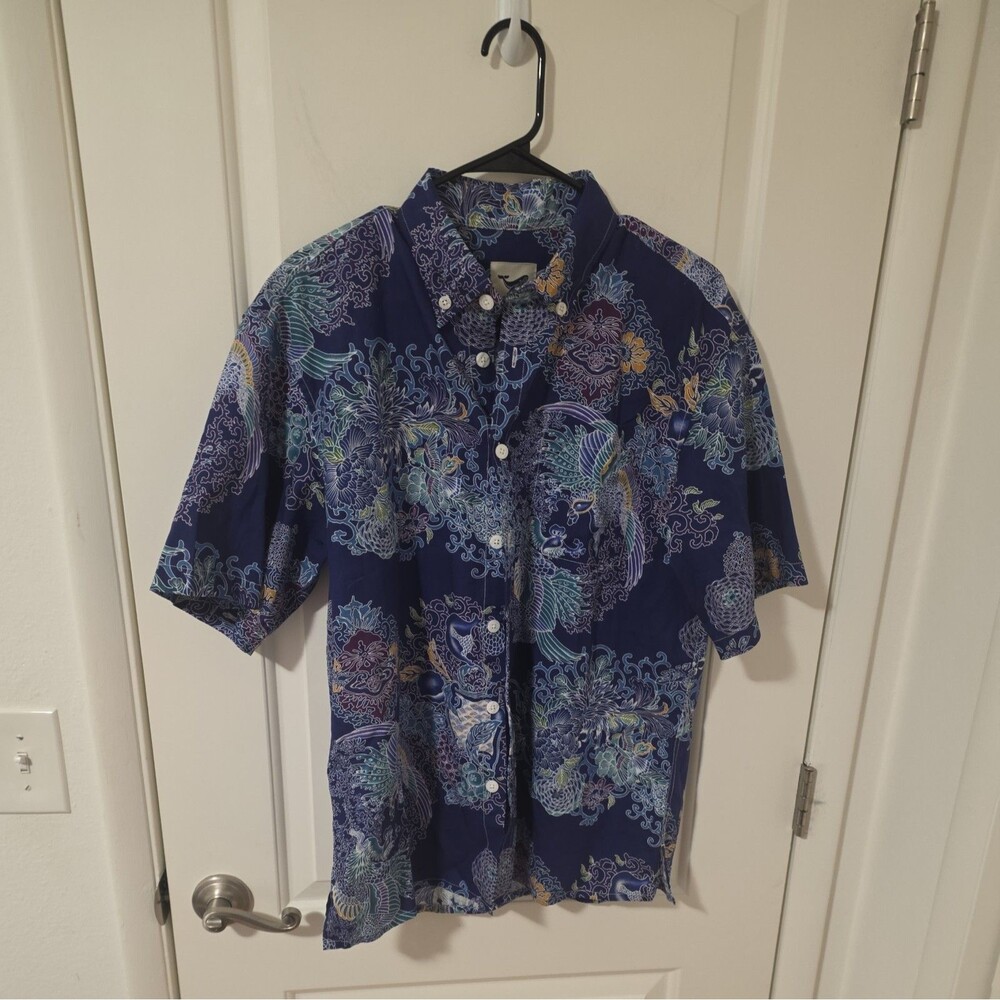 Yiume Mens Floral Button Up Short Sleeve Casual Hawaiian Shirt Pocket S phoenix